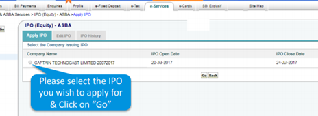 IPO through SBI NetBanking_Go
